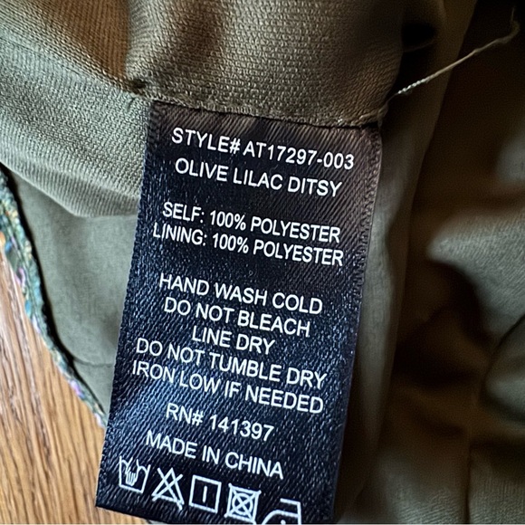 ASTR The Label Bubble Sleeve Blouse Crop Top Olive Lilac Ditsy Size XS - Picture 3 of 9